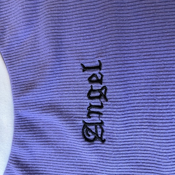 Ladies SHEIN size S ribbed crop top. Angel. Purple and white. Soft and stretchy - Picture 2 of 8